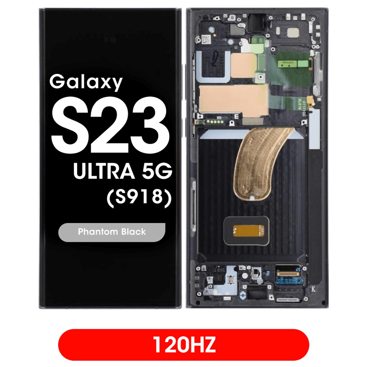 Pantalla 120Hz Soft OLED con táctil + marco Aftermarket para Galaxy S23 Ultra 5G (S918), Phantom Black
