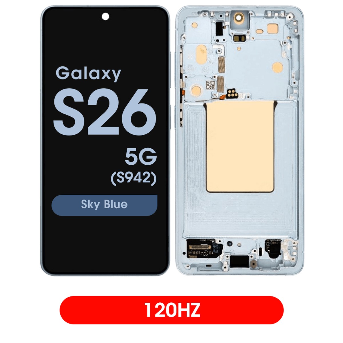 Pantalla 120Hz Soft OLED con táctil + marco Aftermarket para Galaxy S26 5G (S942), Versión US / Internacional, Sky Blue