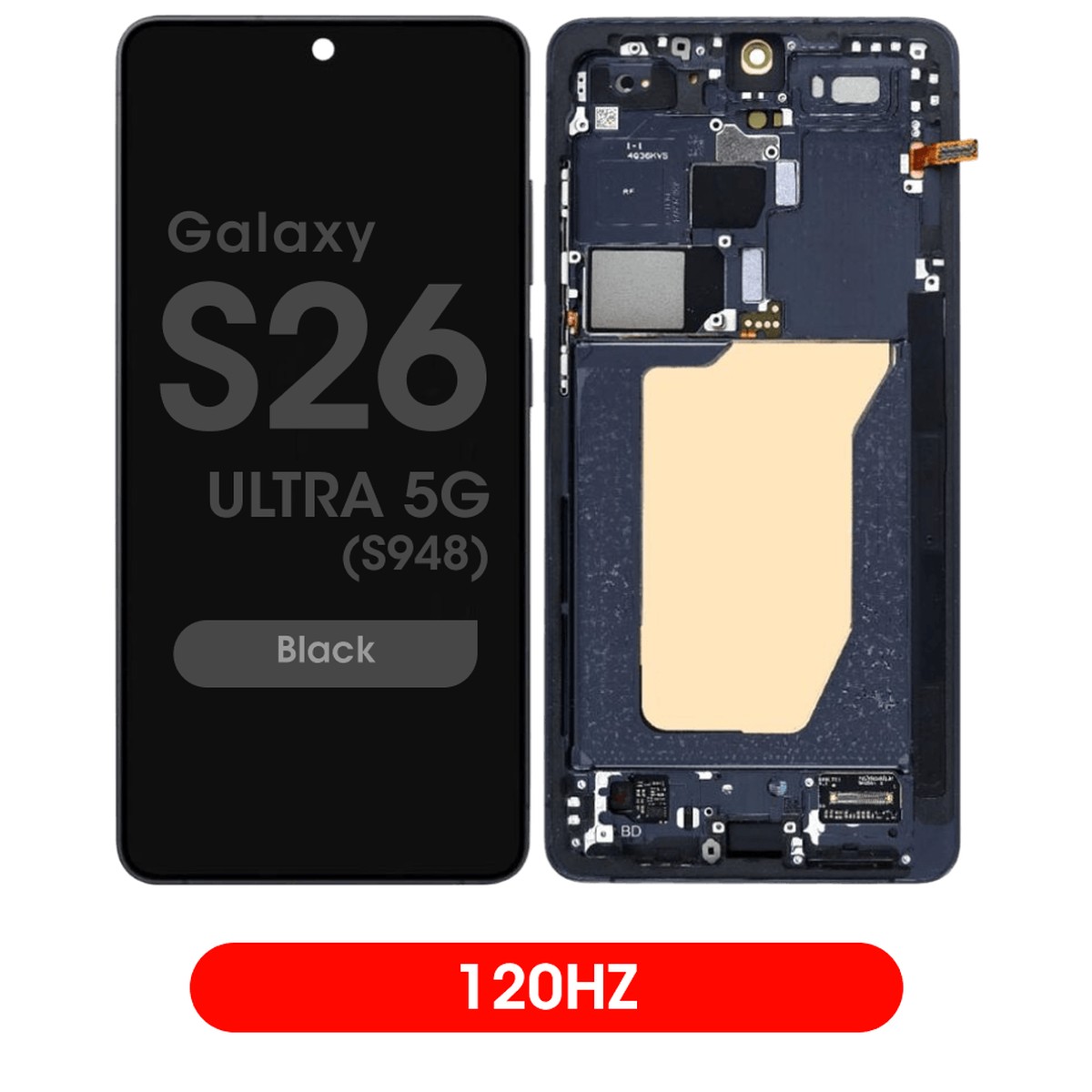 Pantalla 120Hz Soft OLED con táctil + marco Aftermarket para Galaxy S26 Ultra 5G (S948), Versión US / Internacional, Black