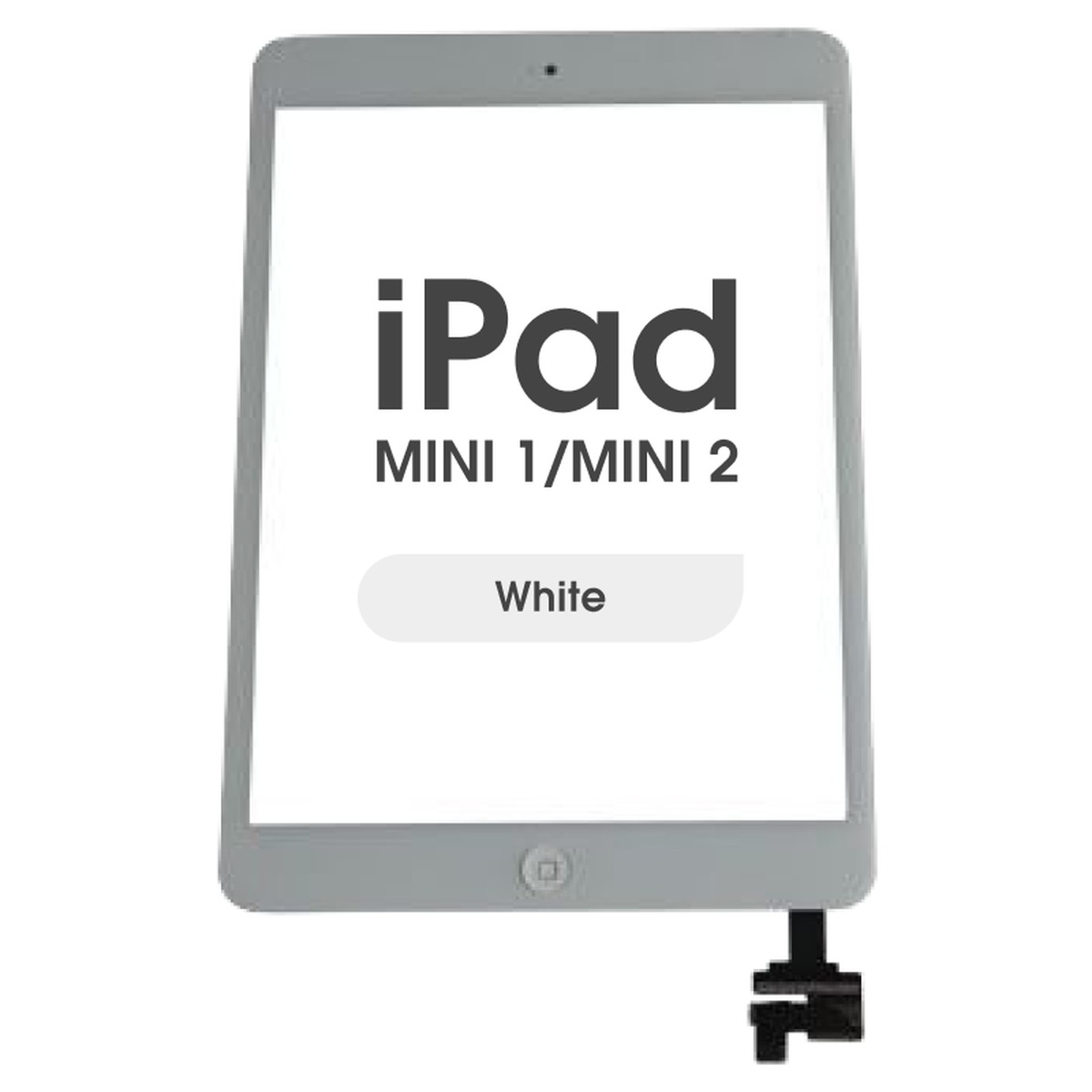 Cristal táctil con digitalizador y botón de inicio Aftermarket para iPad Mini 1 / iPad Mini 2, White