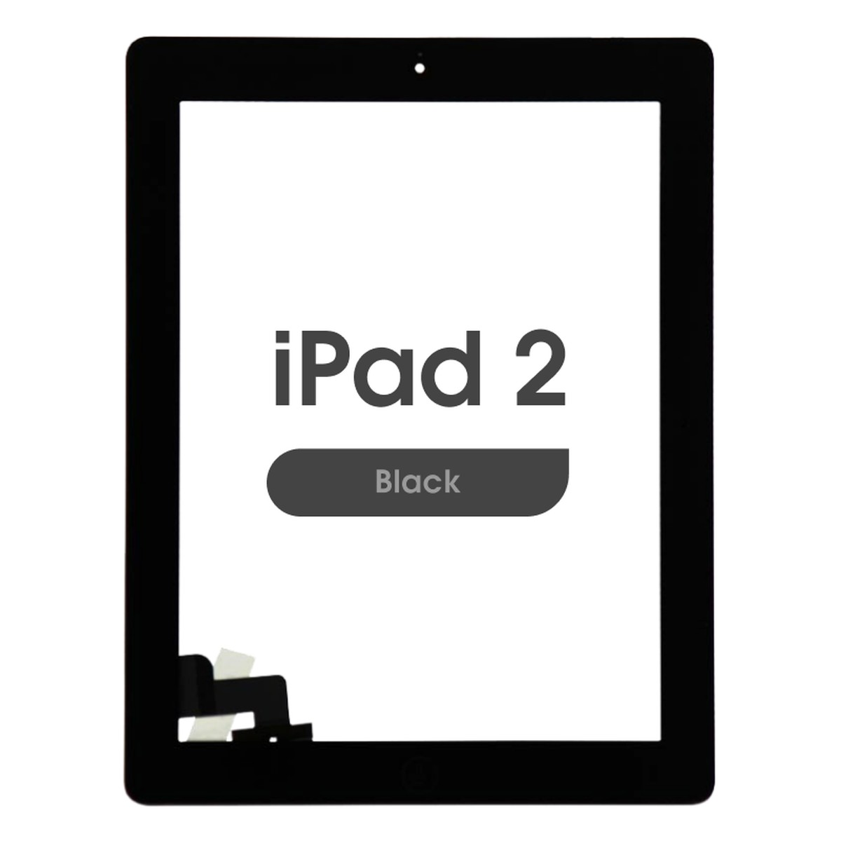 Cristal táctil con digitalizador y botón de inicio Aftermarket para iPad 2, Black