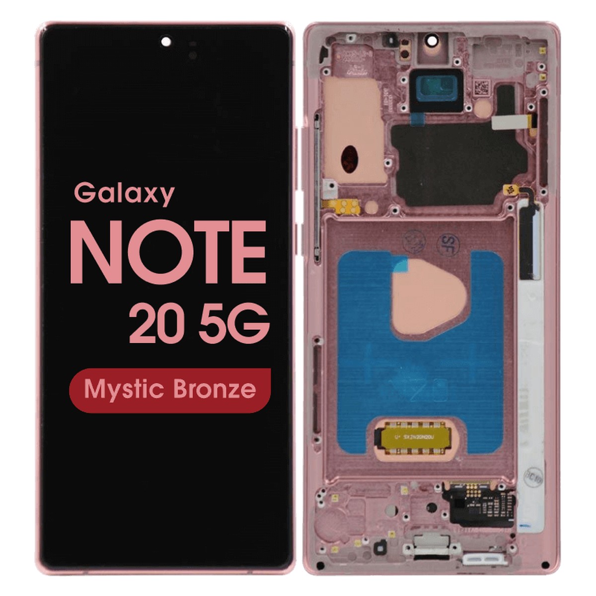 Pantalla Soft OLED con táctil + marco Aftermarket para Galaxy Note 20 5G (N980), Mystic Bronze