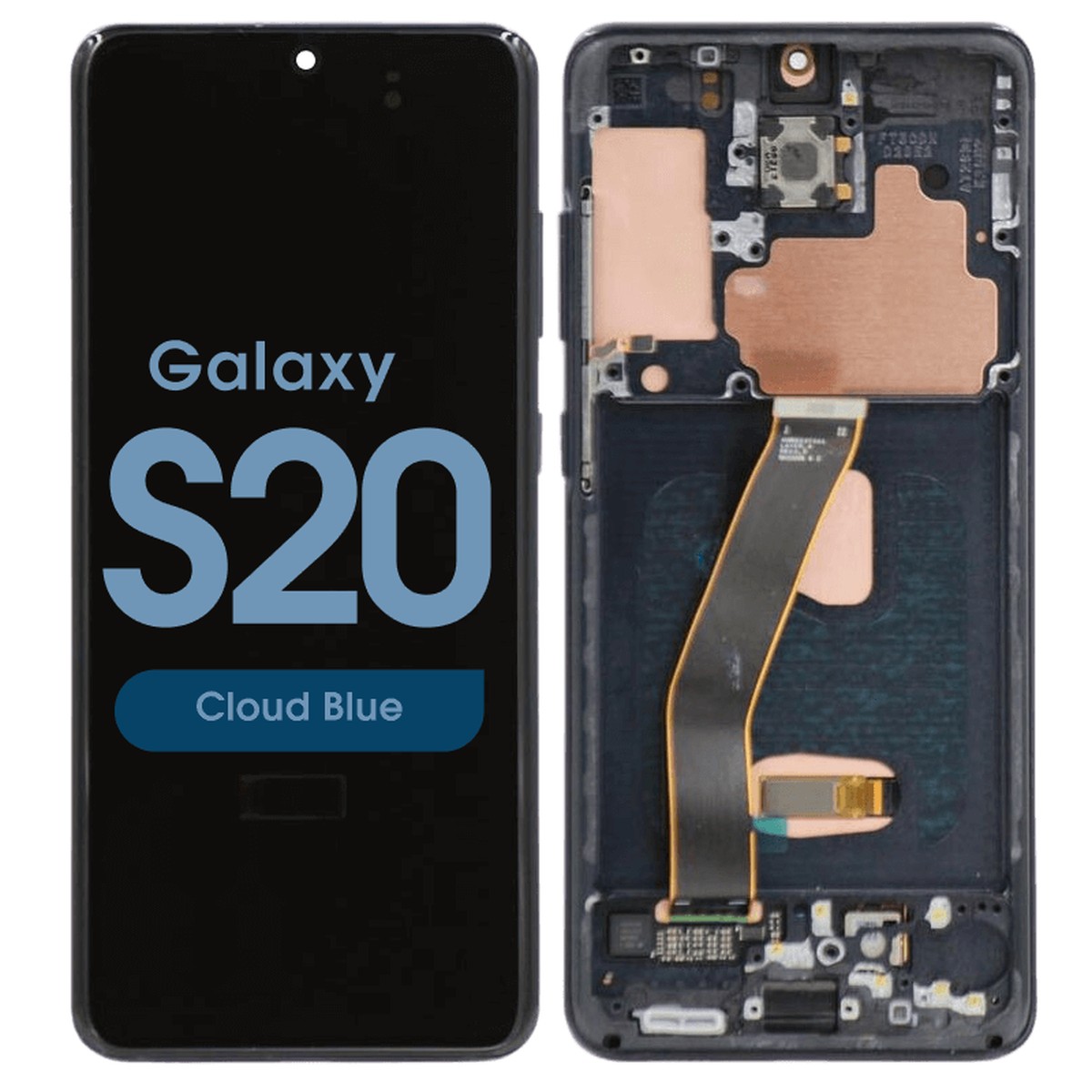 Pantalla Soft OLED con táctil + marco Aftermarket para Galaxy S20 (G980), Todas las operadoras excepto Verizon 5G UW, Cloud Blue