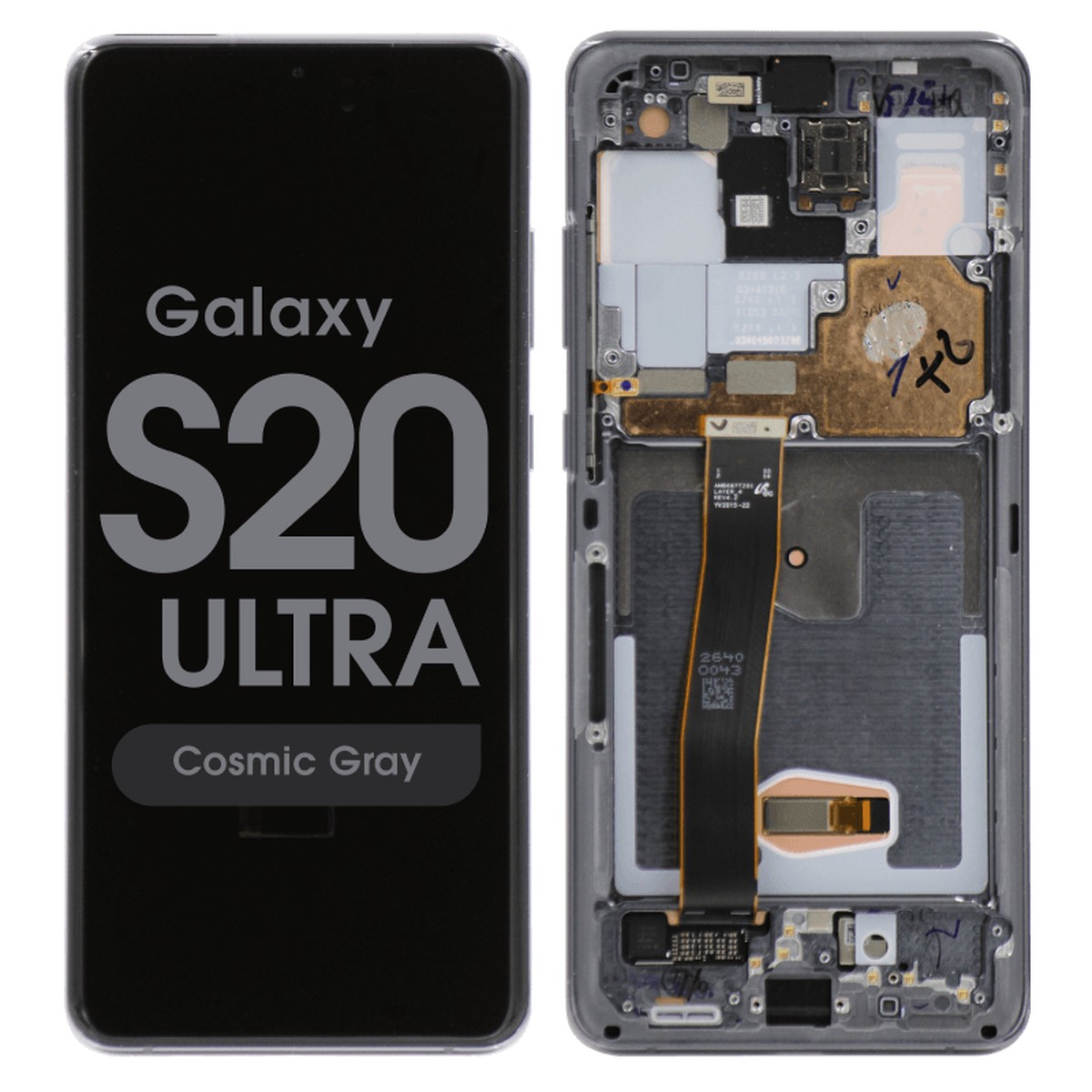 Pantalla Soft OLED con táctil + marco Aftermarket para Galaxy S20 Ultra (G988), Cosmic Gray
