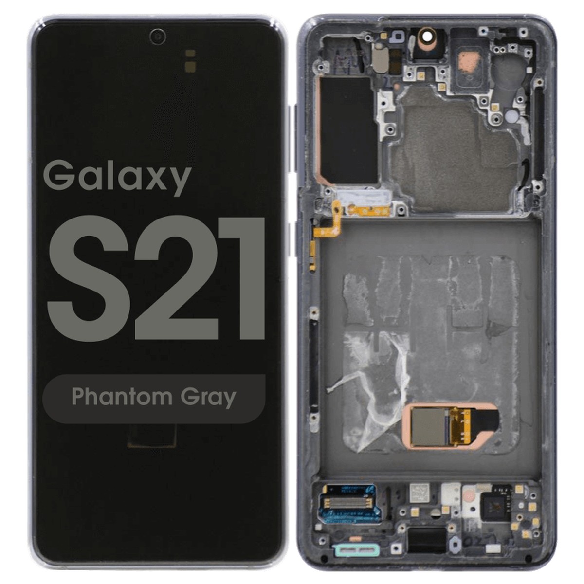 Pantalla Soft OLED con táctil + marco Aftermarket para Galaxy S21 (G991), Must Transfer Antenna for Verizon / Phantom Gray