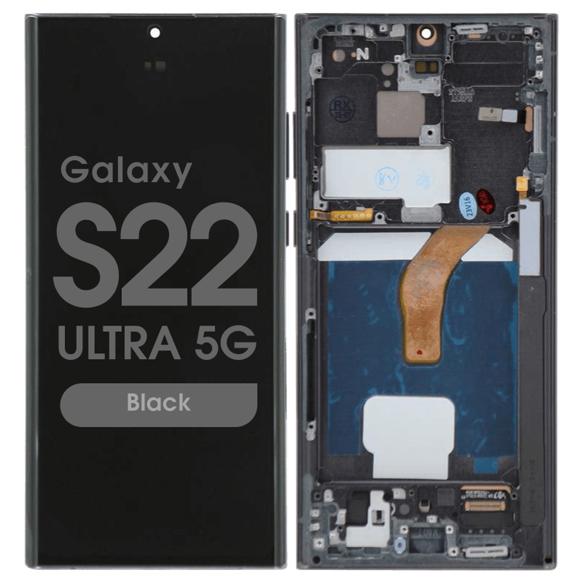 Pantalla Soft OLED con táctil + marco Aftermarket para Galaxy S22 Ultra 5G (S908), Black