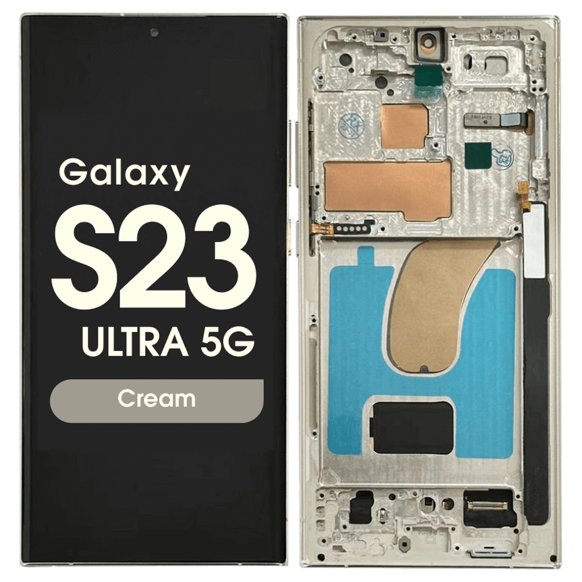 Pantalla Soft OLED con táctil + marco Aftermarket para Galaxy S23 Ultra 5G (S918), Cream