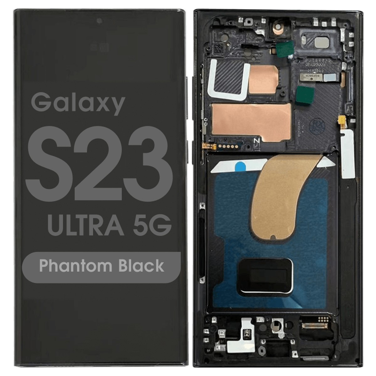 Pantalla Soft OLED con táctil + marco Aftermarket para Galaxy S23 Ultra 5G (S918), Phantom Black