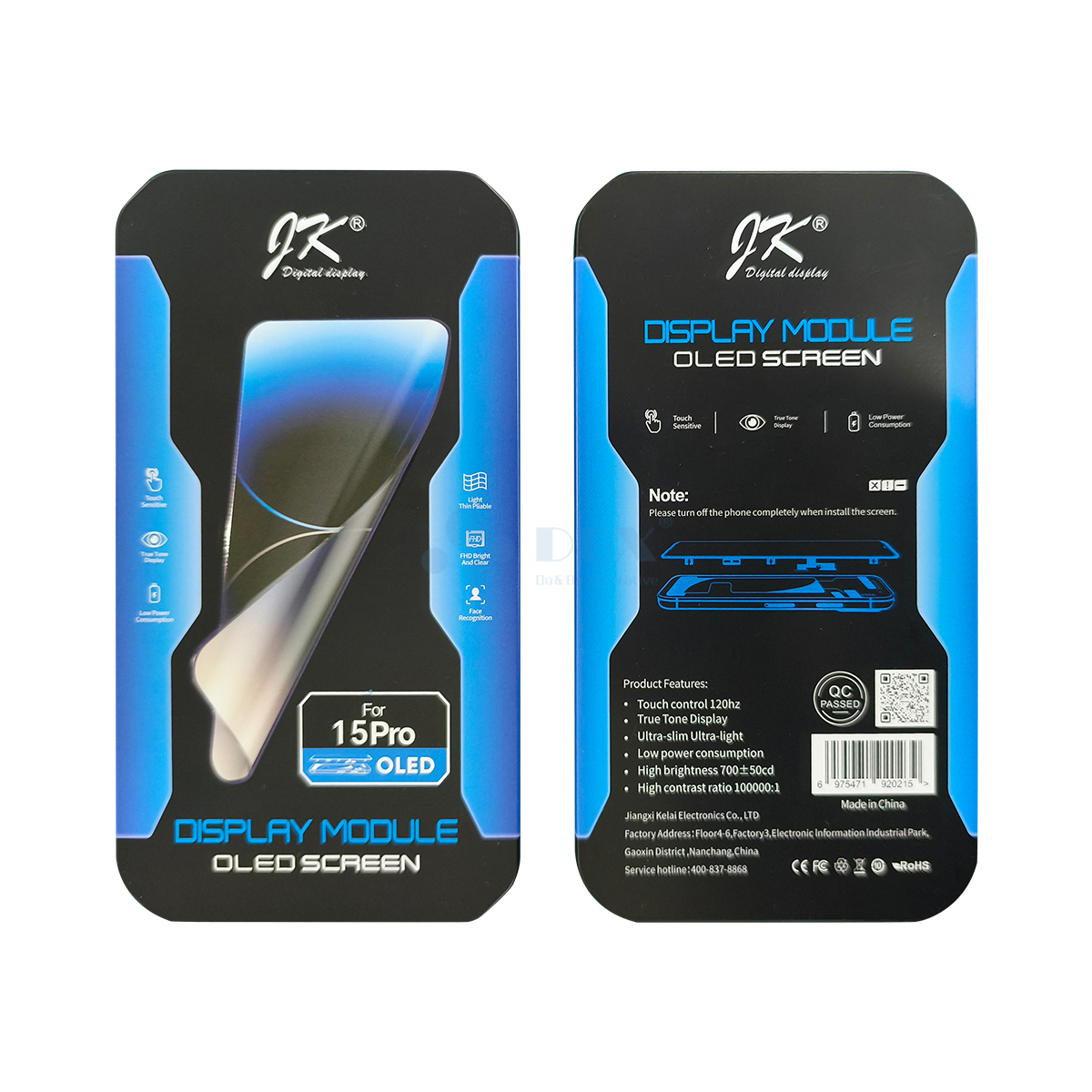 Pantalla Hard OLED JK de repuesto para iPhone 15 Pro