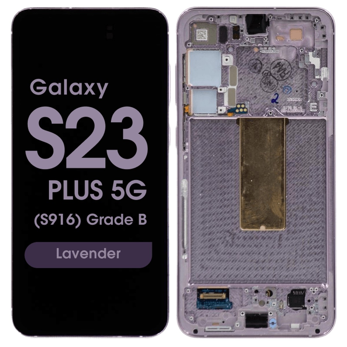 Pantalla OLED con táctil + marco OEM Pull para Galaxy S23 Plus 5G (S916), Grado B, Lavender