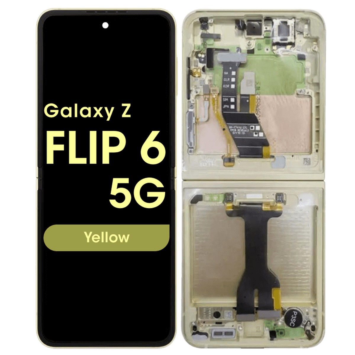 Pantalla OLED con táctil + marco OEM Pull para Galaxy Z Flip 6 5G (F741), Grado B Plus, Yellow