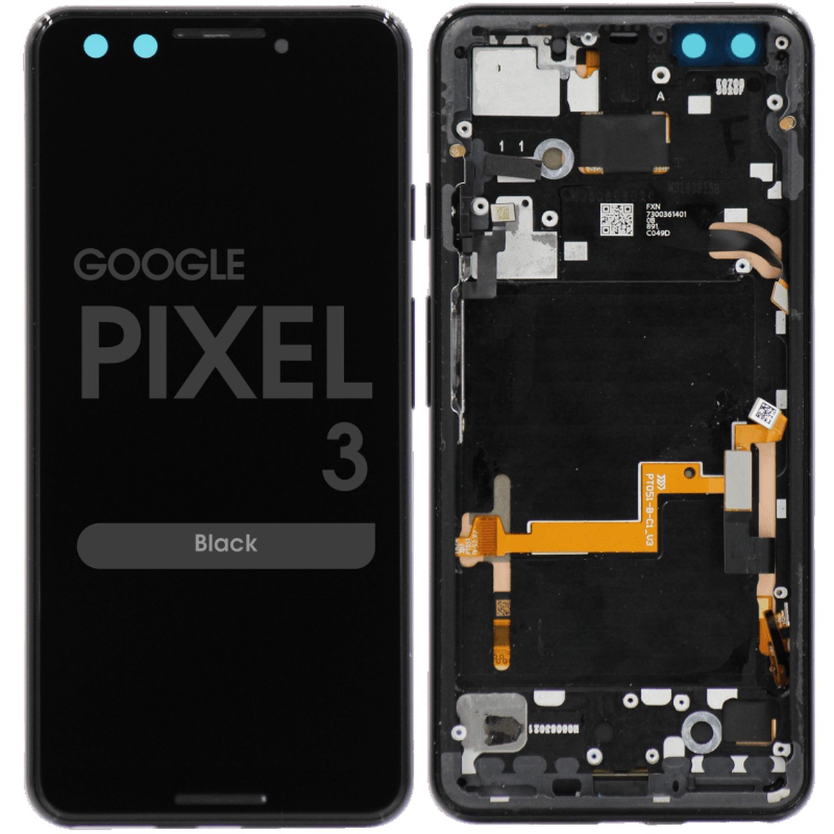 Pantalla OLED con táctil + marco OEM Pull para Google Pixel 3, Grado C, Black
