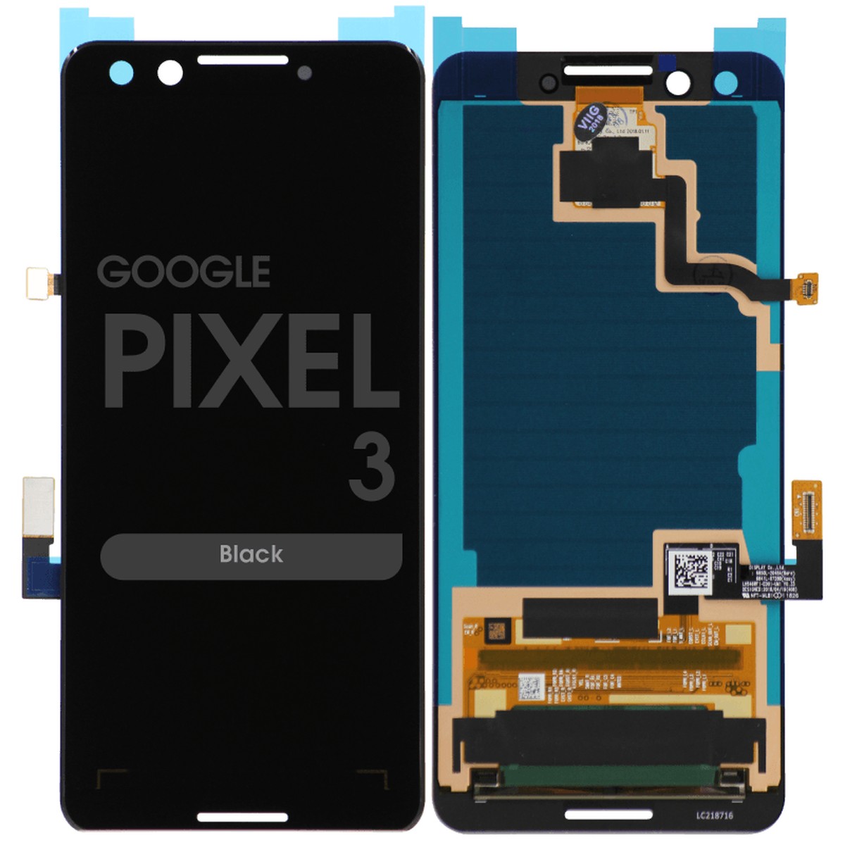 Pantalla OLED con táctil sin marco para Google Pixel 3, Black