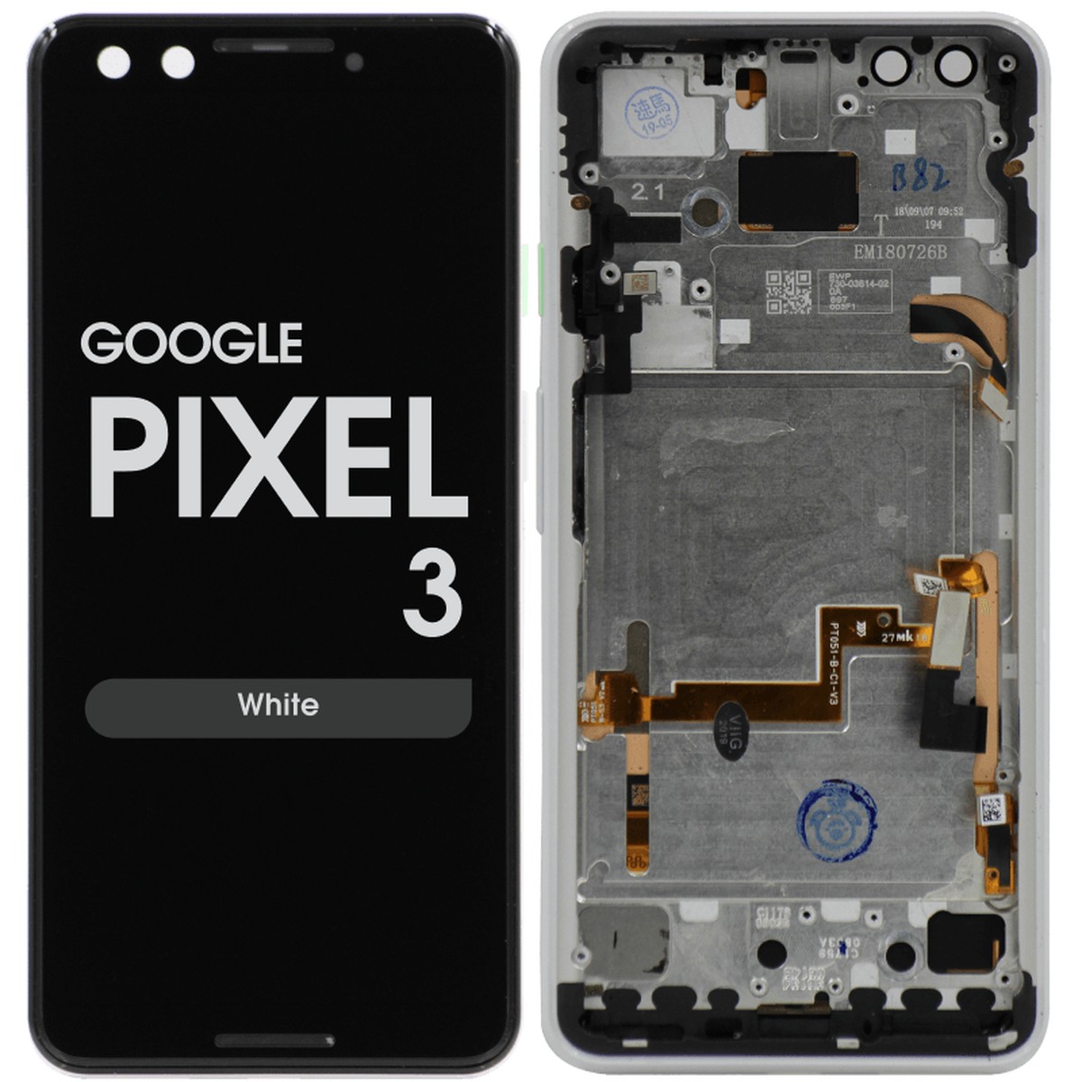 Pantalla OLED con táctil + marco para Google Pixel 3, White