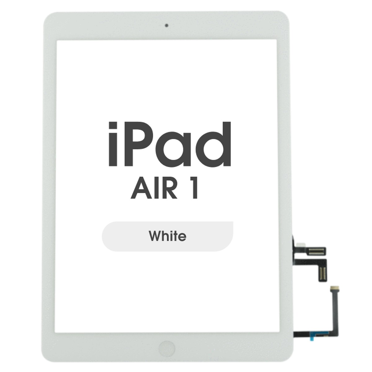 Cristal táctil con digitalizador y botón de inicio Premium para iPad Air 1, White