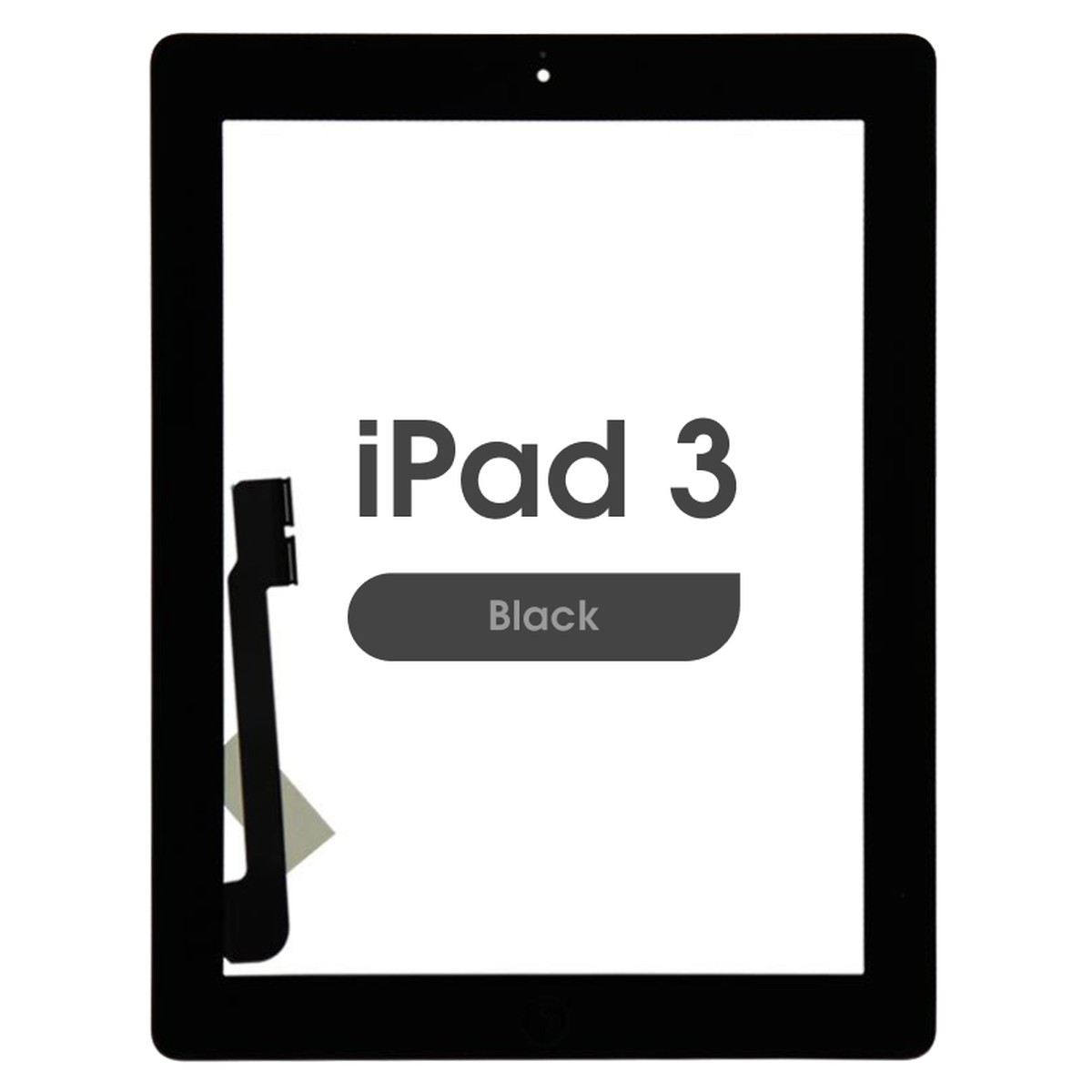 Cristal táctil con digitalizador y botón de inicio Premium para iPad 3, Black