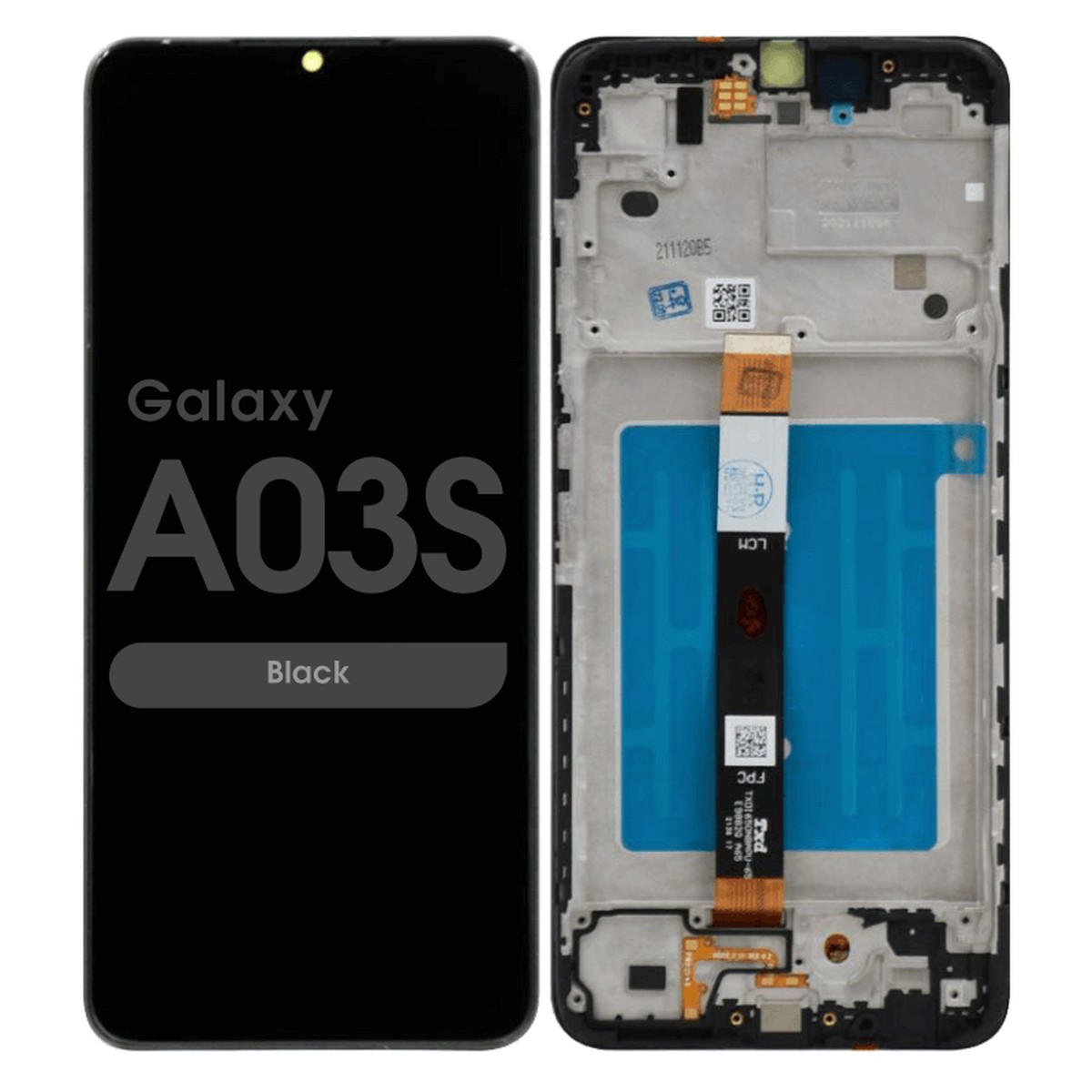 Pantalla LCD con táctil + marco Reacondicionado para Galaxy A03s, Versión US, A037U / 2021 / Black