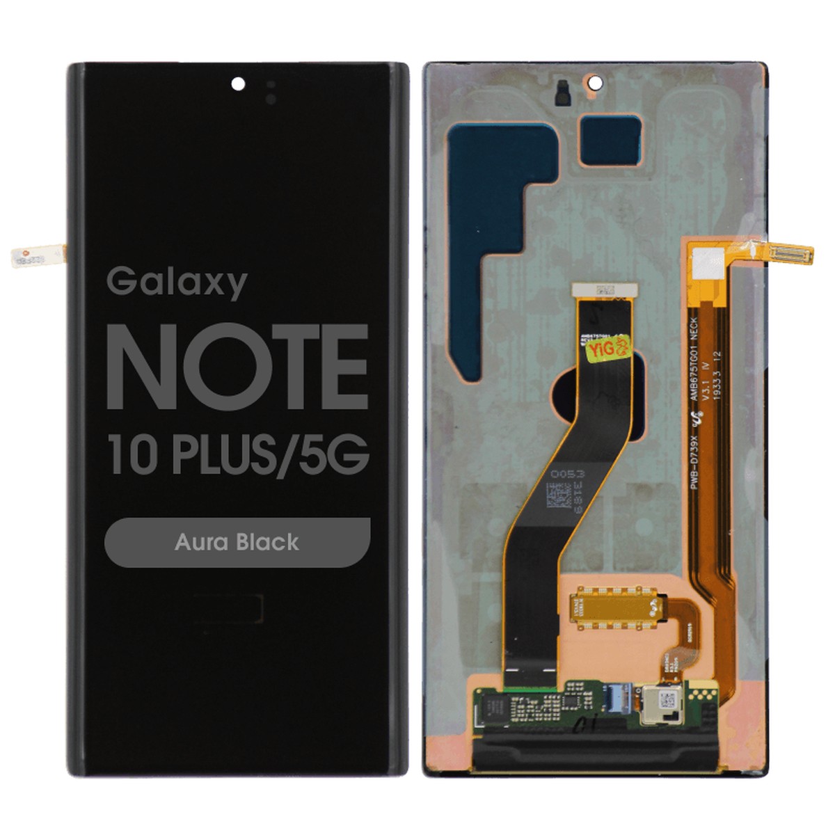 Pantalla OLED con táctil sin marco Reacondicionado para Galaxy Note 10 Plus / 5G (N975/N976), Aura Black