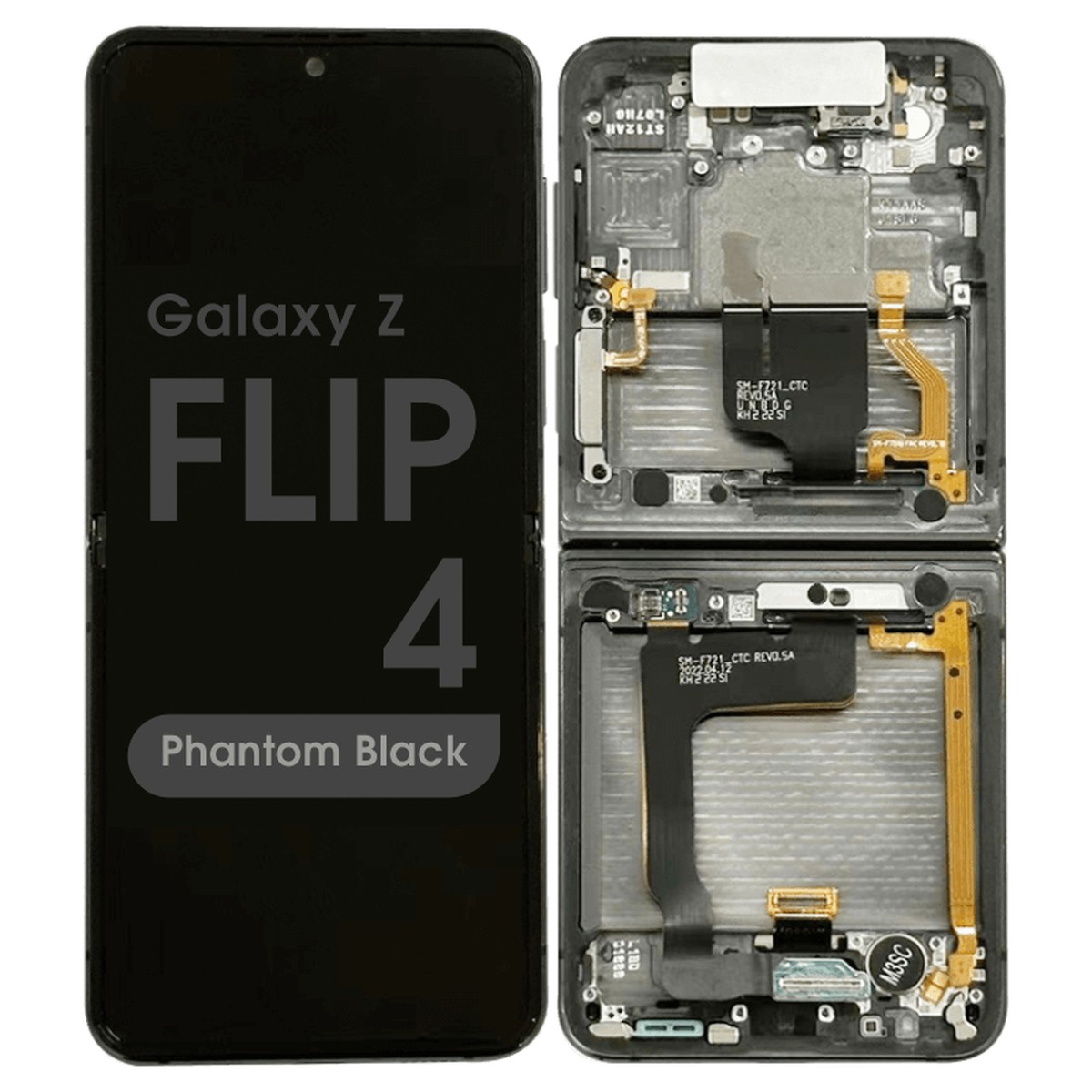 Pantalla OLED con táctil sin marco Reacondicionado para Galaxy Z Flip 4 (F721), Phantom Black