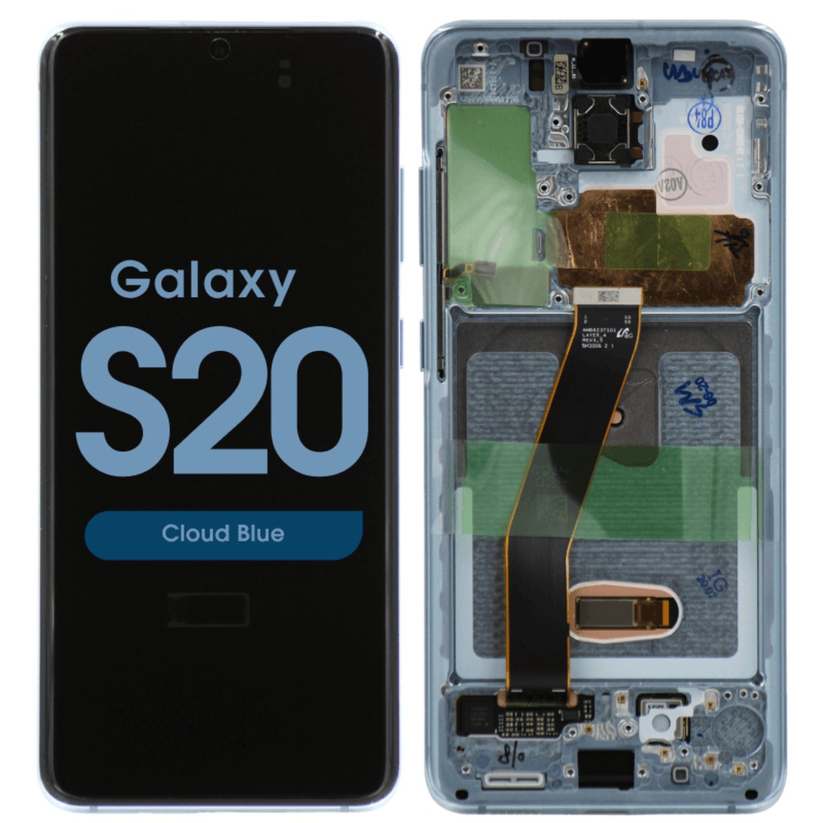 Pantalla OLED con táctil + marco Reacondicionado para Galaxy S20 (G980), Todas las operadoras excepto Verizon 5G UW, Cloud Blue