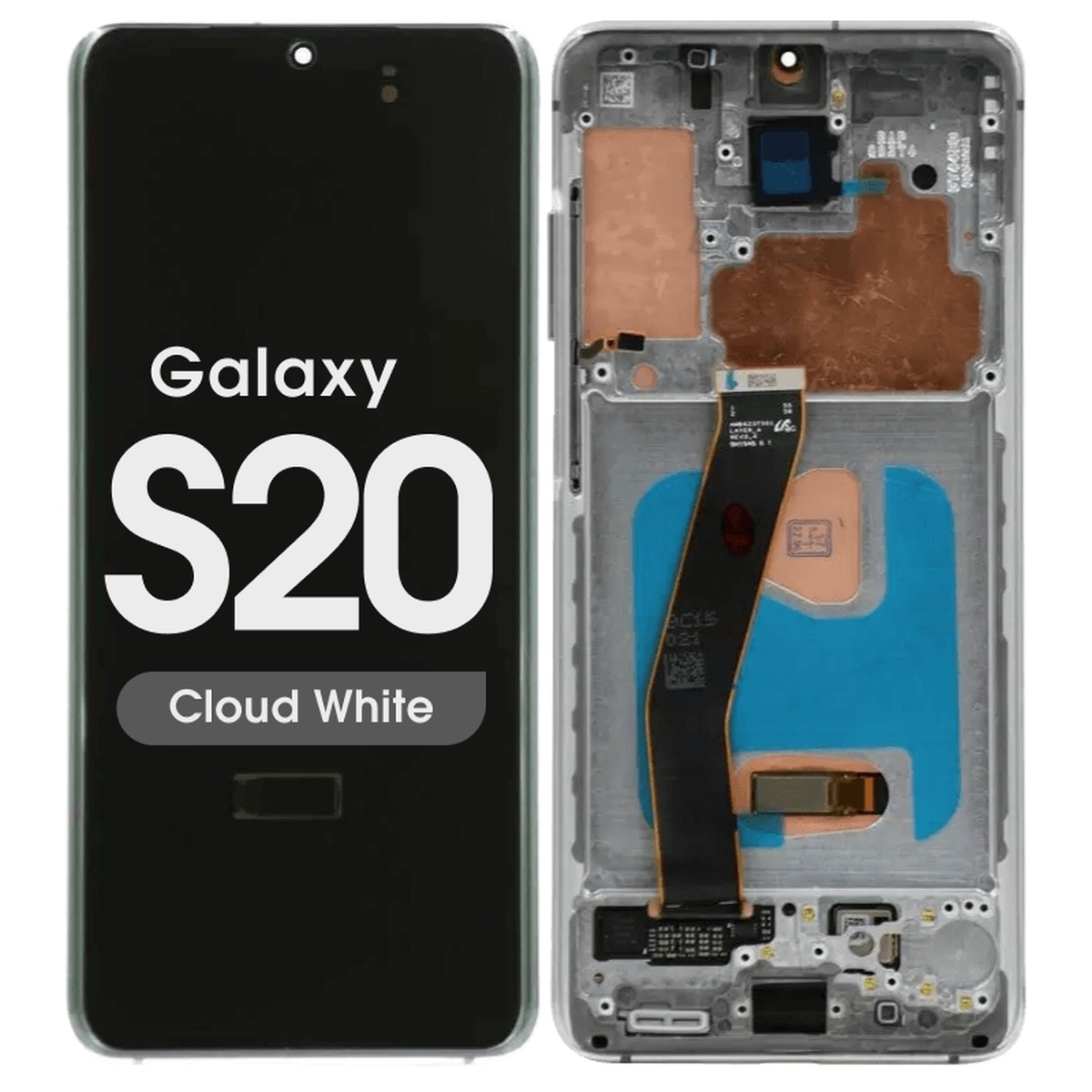 Pantalla OLED con táctil + marco Reacondicionado para Galaxy S20 (G980), Todas las operadoras excepto Verizon 5G UW, Cloud White