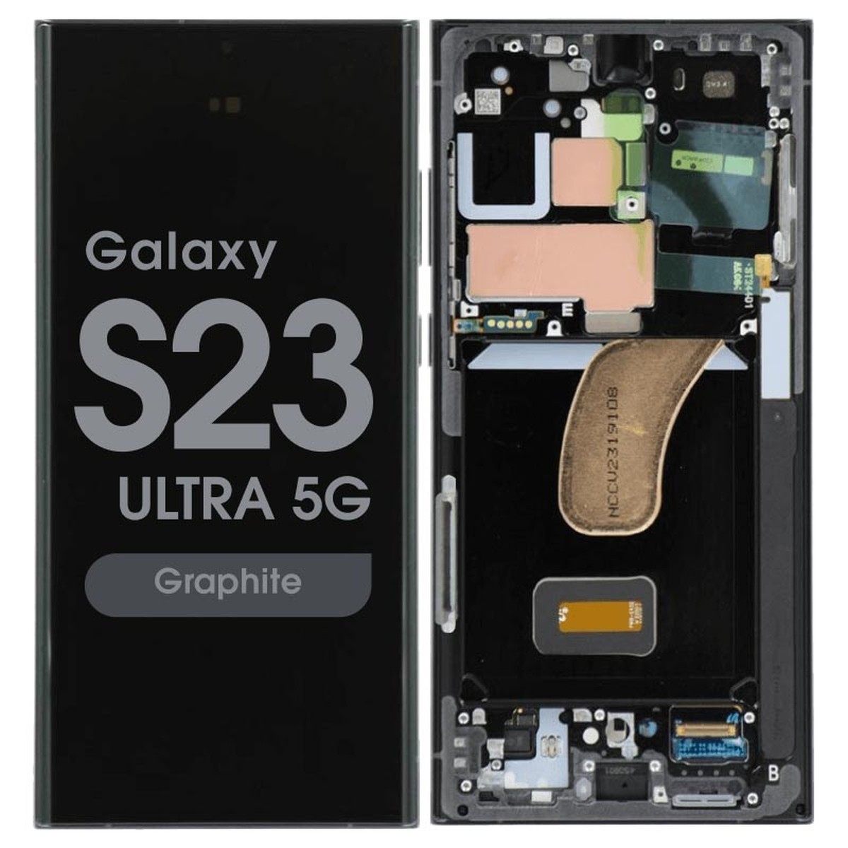Pantalla OLED con táctil + marco Reacondicionado para Galaxy S23 Ultra 5G (S918), Versión US / Internacional, Graphite
