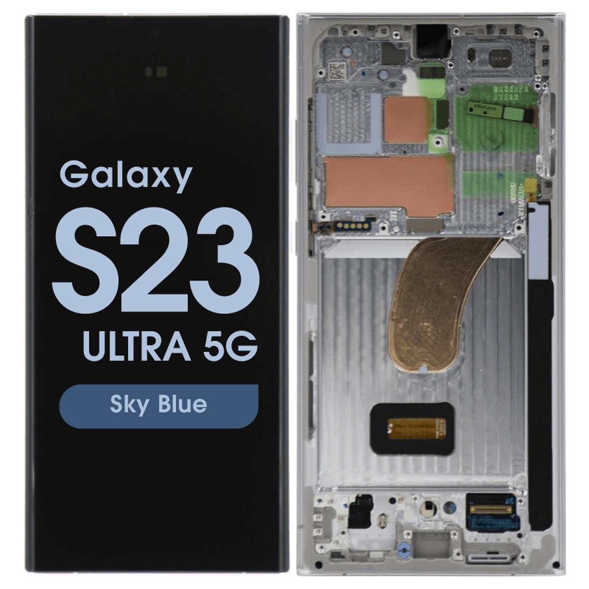Pantalla OLED con táctil + marco Reacondicionado para Galaxy S23 Ultra 5G (S918), Versión US / Internacional, Sky Blue
