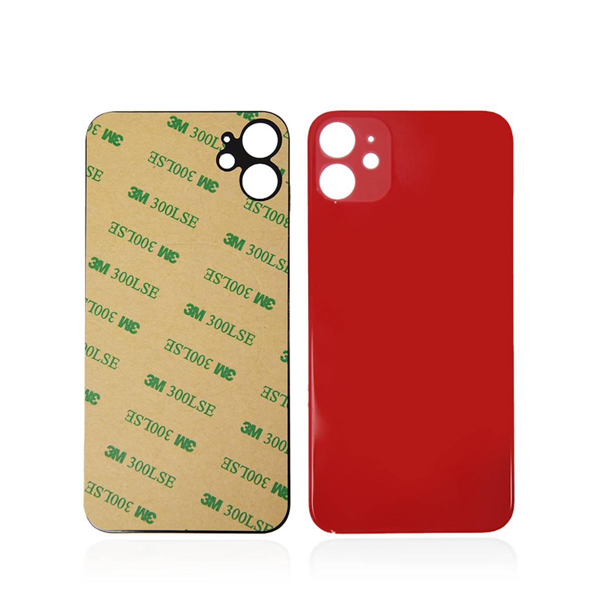 Cristal trasero con adhesivo para iPhone 11, rojo (orificio grande de cámara)