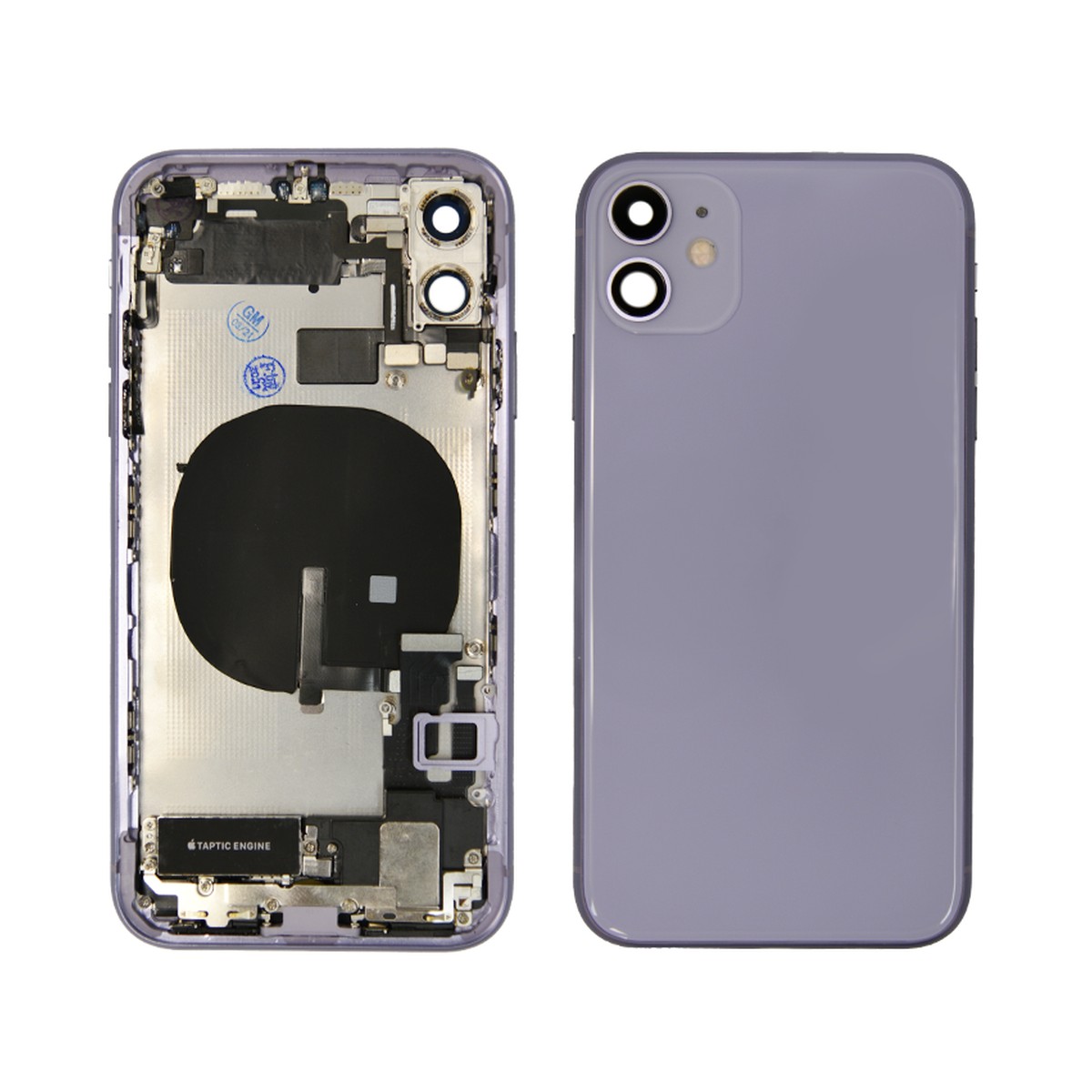 Conjunto de chasis y carcasa trasera con piezas pequeñas preinstaladas para iPhone 11, morado