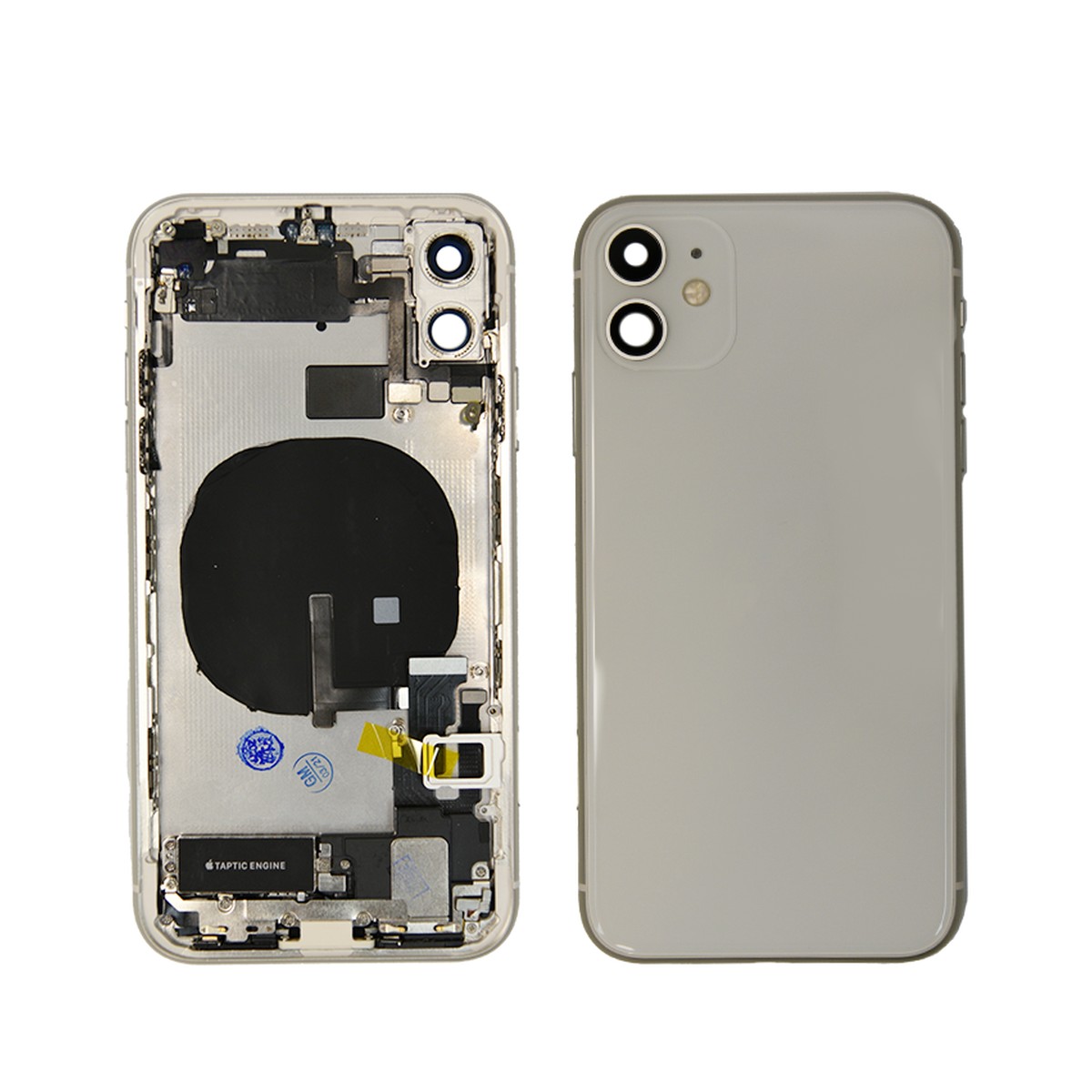 Conjunto de chasis y carcasa trasera con piezas pequeñas preinstaladas para iPhone 11, blanco