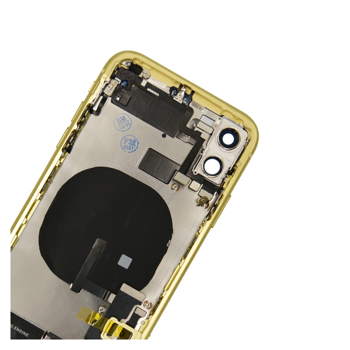 Conjunto de chasis y carcasa trasera con piezas pequeñas preinstaladas para iPhone 11, amarillo — imagen 5