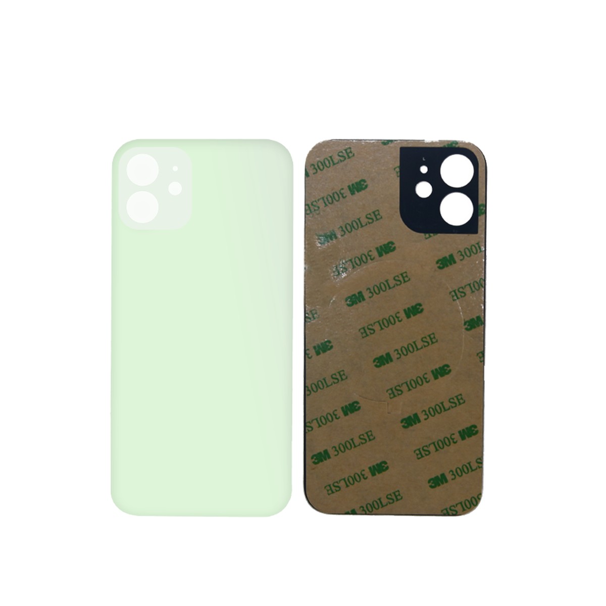 Cristal trasero con adhesivo para iPhone 12 Mini, verde (orificio grande de cámara)