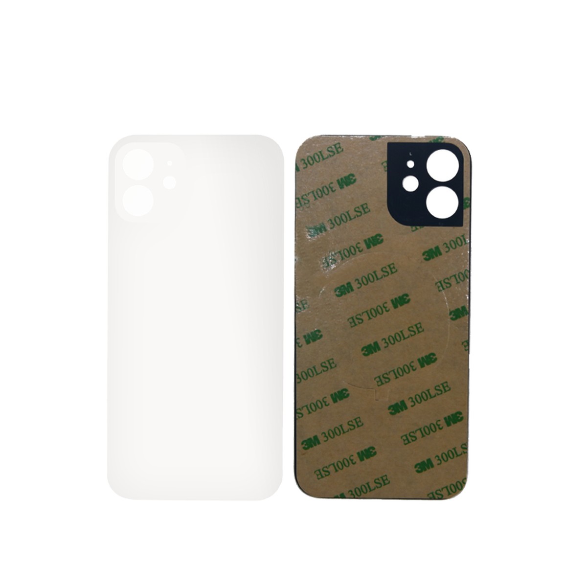 Cristal trasero con adhesivo para iPhone 12 Mini, blanco (orificio grande de cámara)