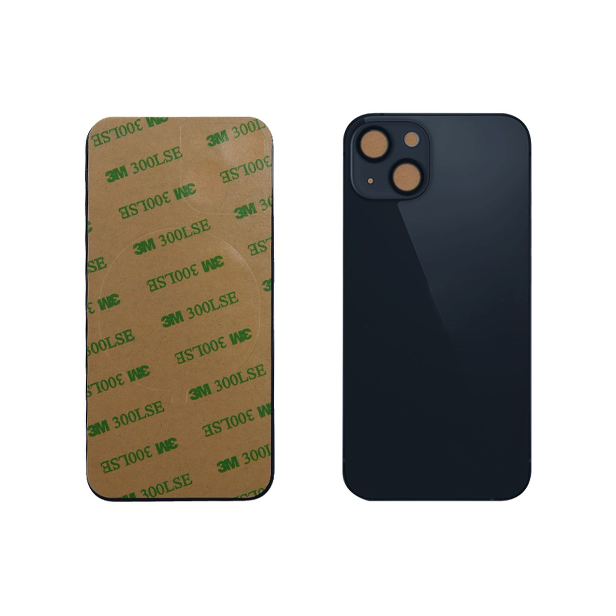 Cristal trasero con adhesivo para iPhone 13, medianoche (orificio grande de cámara)