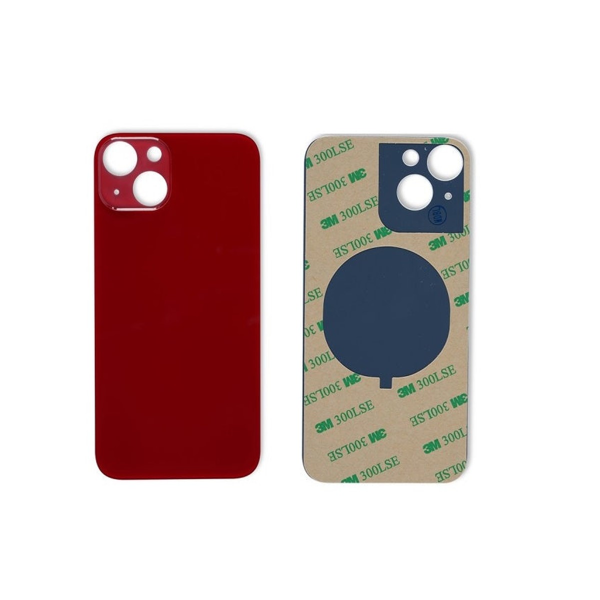 Cristal trasero con adhesivo para iPhone 13 Mini, rojo (orificio grande de cámara)
