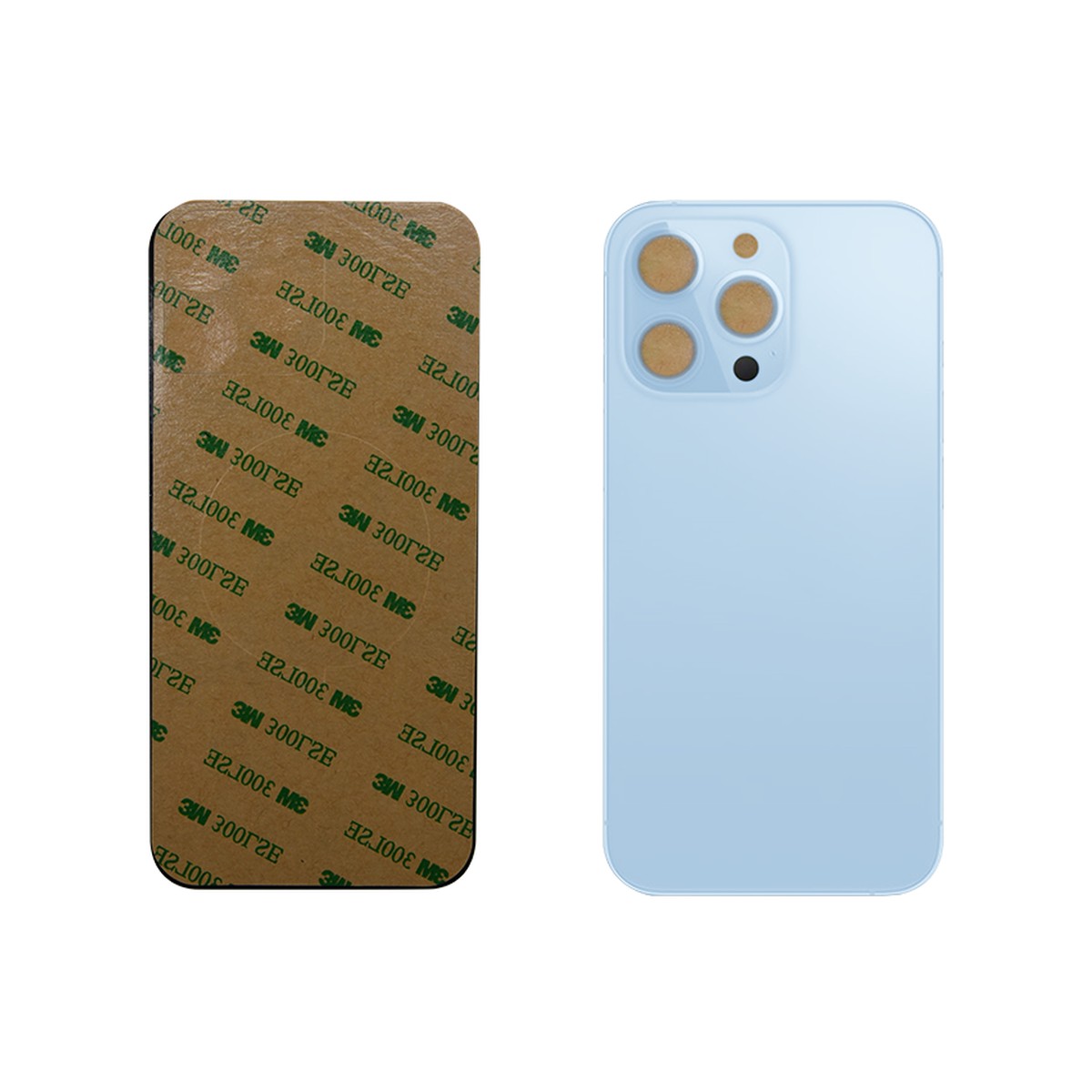 Cristal trasero con adhesivo para iPhone 13 Pro, azul sierra (orificio grande de cámara)
