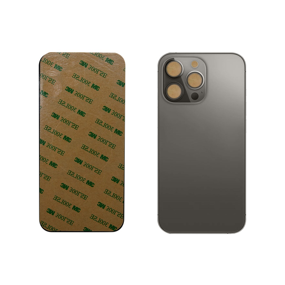 Cristal trasero con adhesivo para iPhone 13 Pro Max, grafito (orificio grande de cámara)