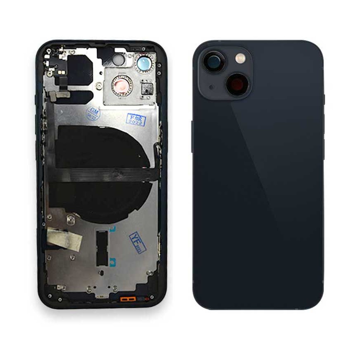 Carcasa trasera con piezas pequeñas preinstaladas para iPhone 13, medianoche