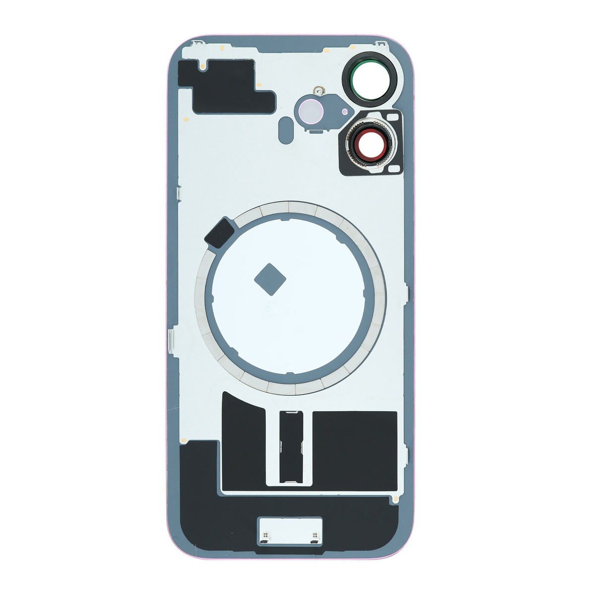 Cristal trasero con marco / imán MagSafe / lente de cámara / bisel de cámara / placa metálica para iPhone 16, rosa — imagen 2