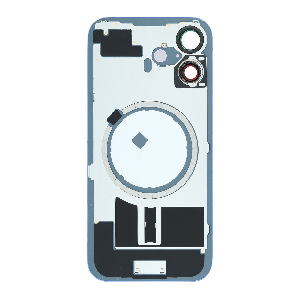 Cristal trasero con marco / imán MagSafe / lente de cámara / bisel de cámara / placa metálica para iPhone 16, ultramarino — imagen 2