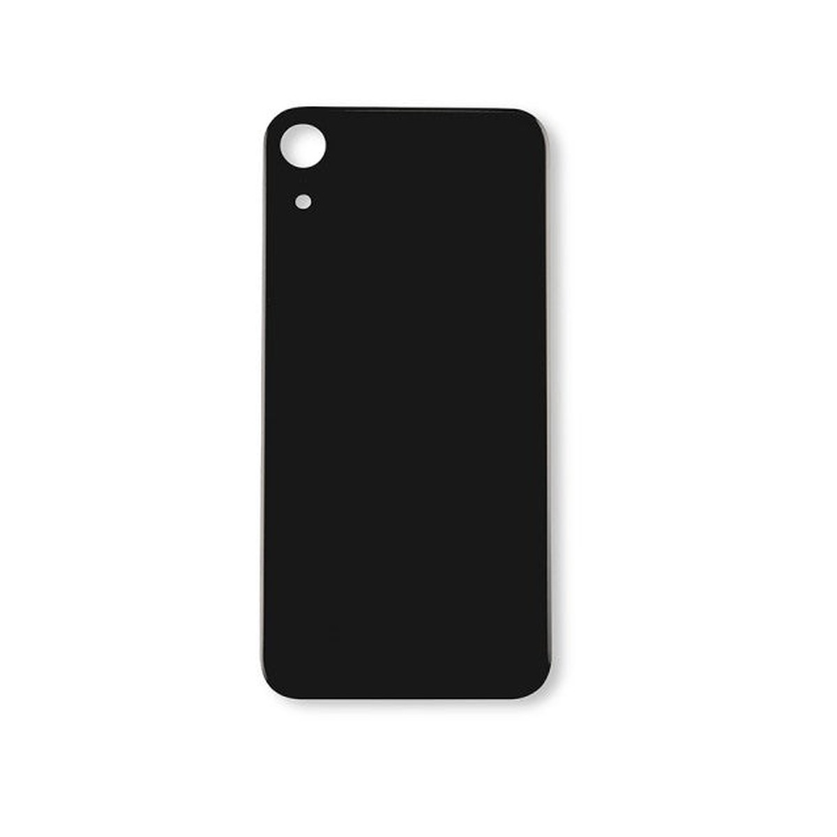 Cristal trasero con adhesivo para iPhone XR, negro (orificio grande de cámara)
