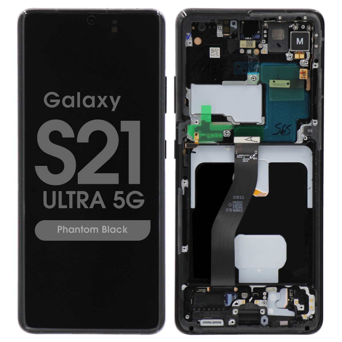 Pantalla OLED con táctil + marco Service Pack para Galaxy S21 Ultra 5G (G998), Must Transfer Antenna for Verizon / Phantom Black