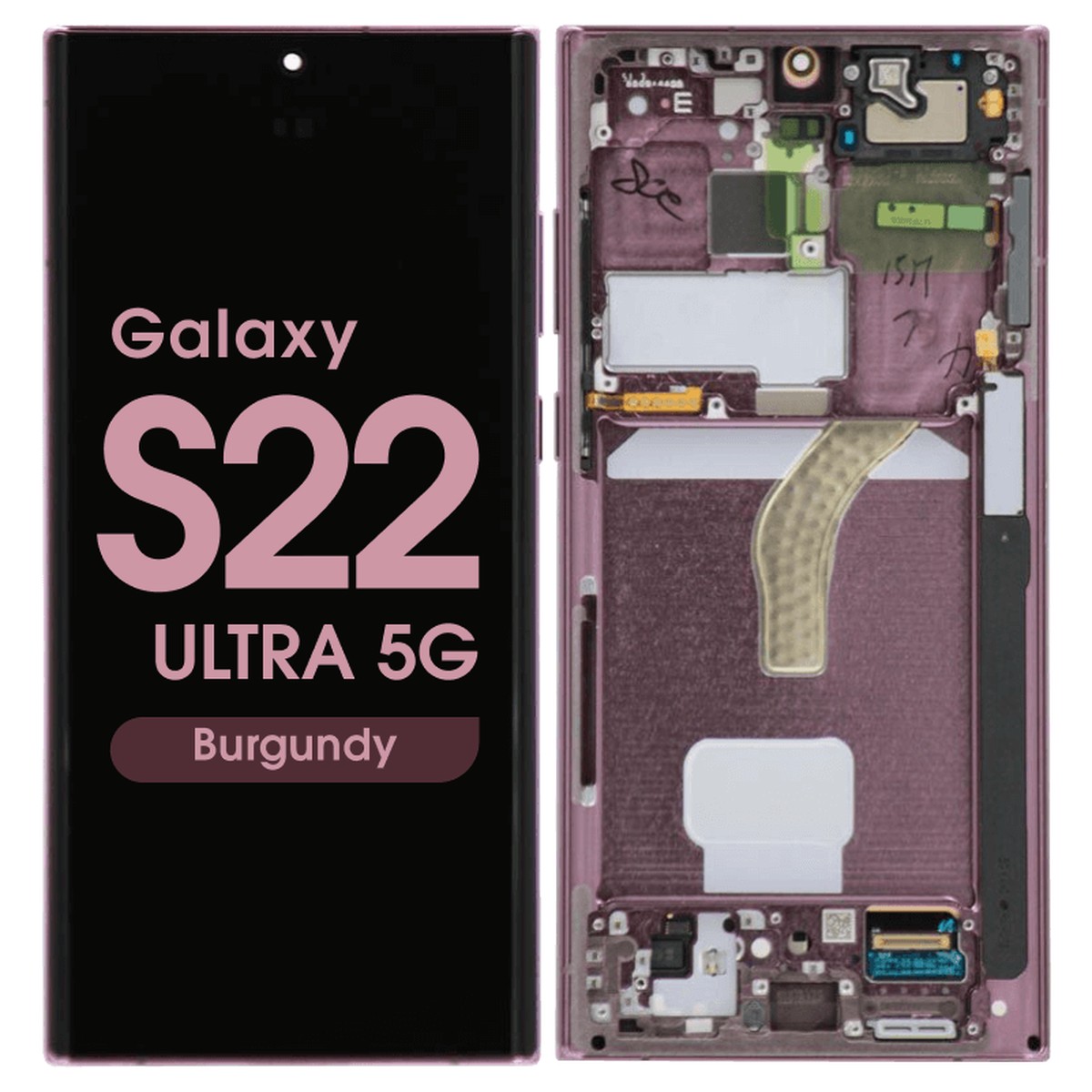 Pantalla OLED con táctil + marco Service Pack para Galaxy S22 Ultra 5G (S908), Burgundy