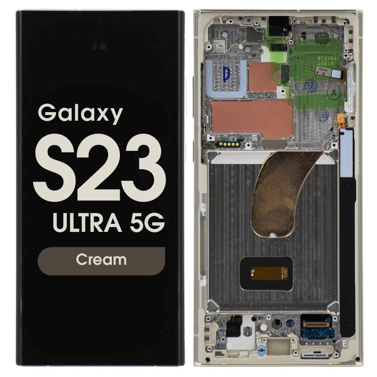 Pantalla OLED con táctil + marco Service Pack para Galaxy S23 Ultra 5G (S918), Versión US / Internacional, Cream
