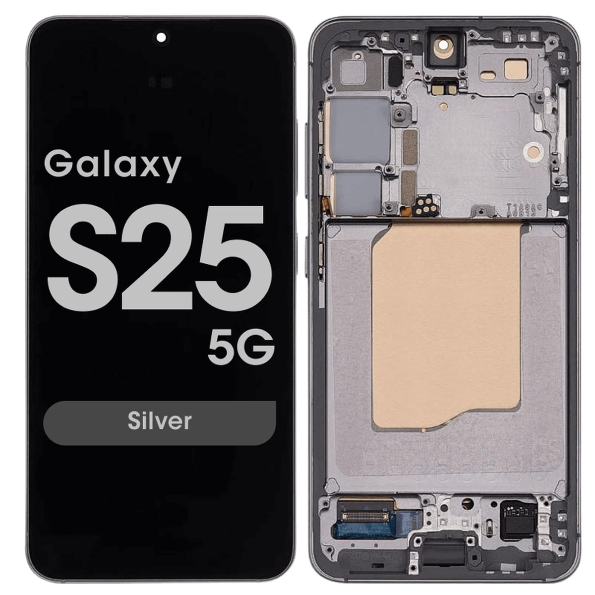Pantalla OLED con táctil + marco Service Pack para Galaxy S25 5G (S931), Versión US / Internacional, Silver