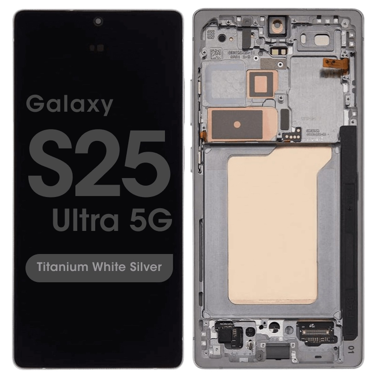 Pantalla OLED con táctil + marco Service Pack para Galaxy S25 Ultra 5G (S938), Titanium White Silver