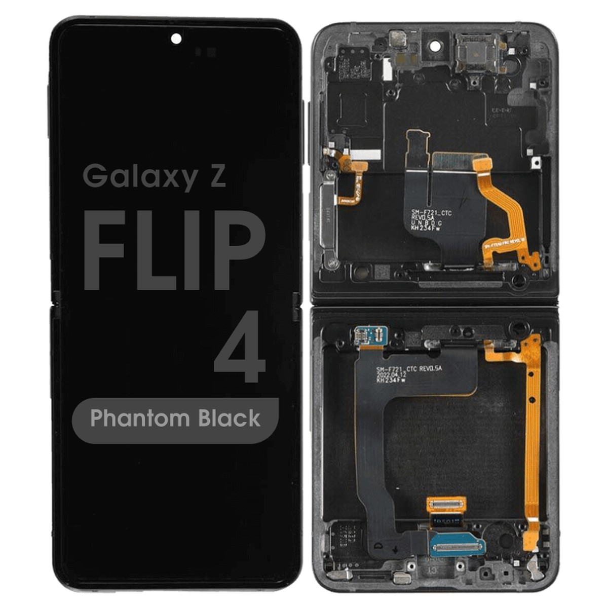 Pantalla OLED con táctil + marco Service Pack para Galaxy Z Flip 4 (F721), Phantom Black