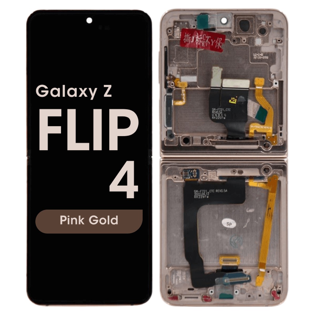 Pantalla OLED con táctil + marco Service Pack para Galaxy Z Flip 4 (F721), Versión US / Internacional, Pink Gold