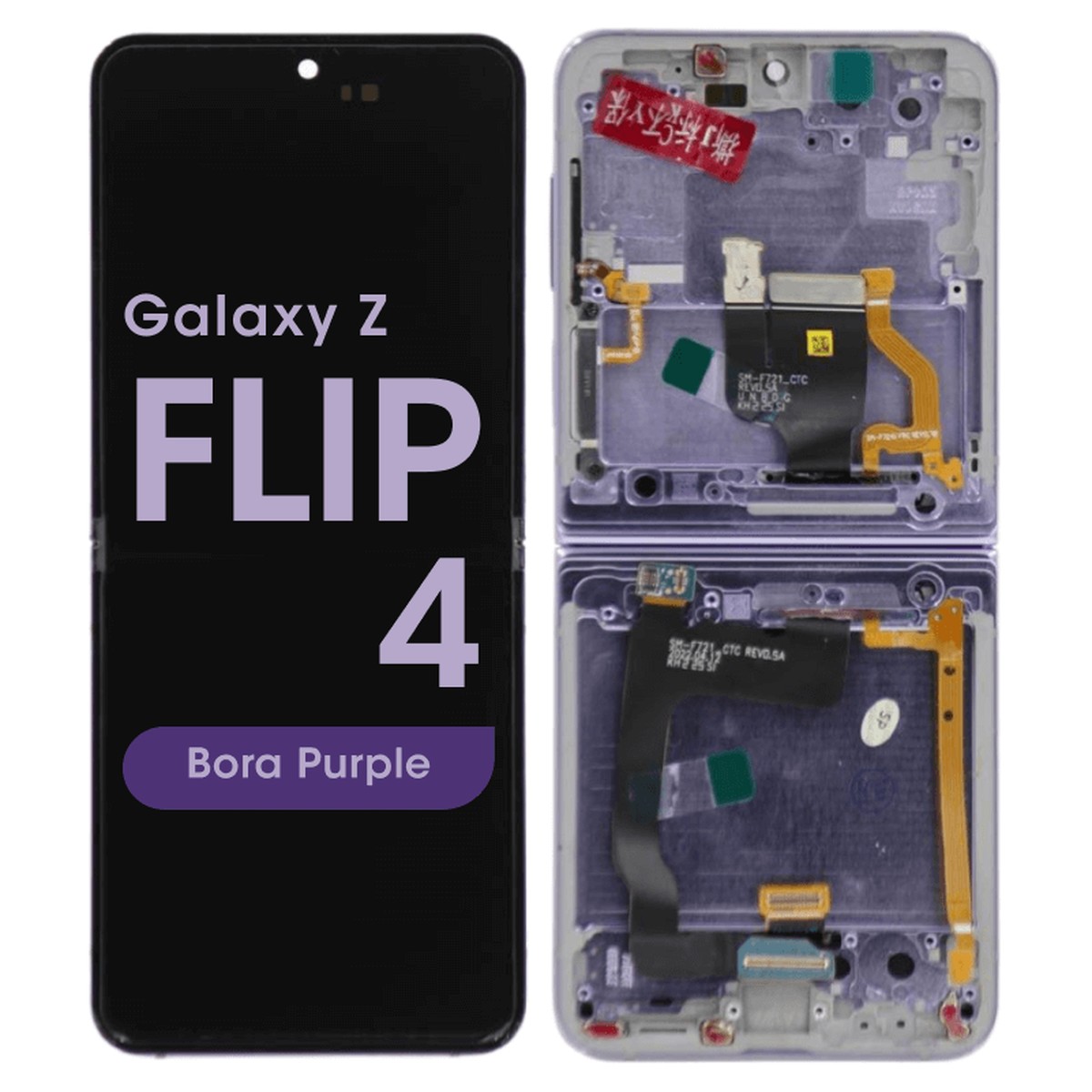 Pantalla OLED con táctil + marco Service Pack para Galaxy Z Flip 4 (F721), Versión US, Bora Purple