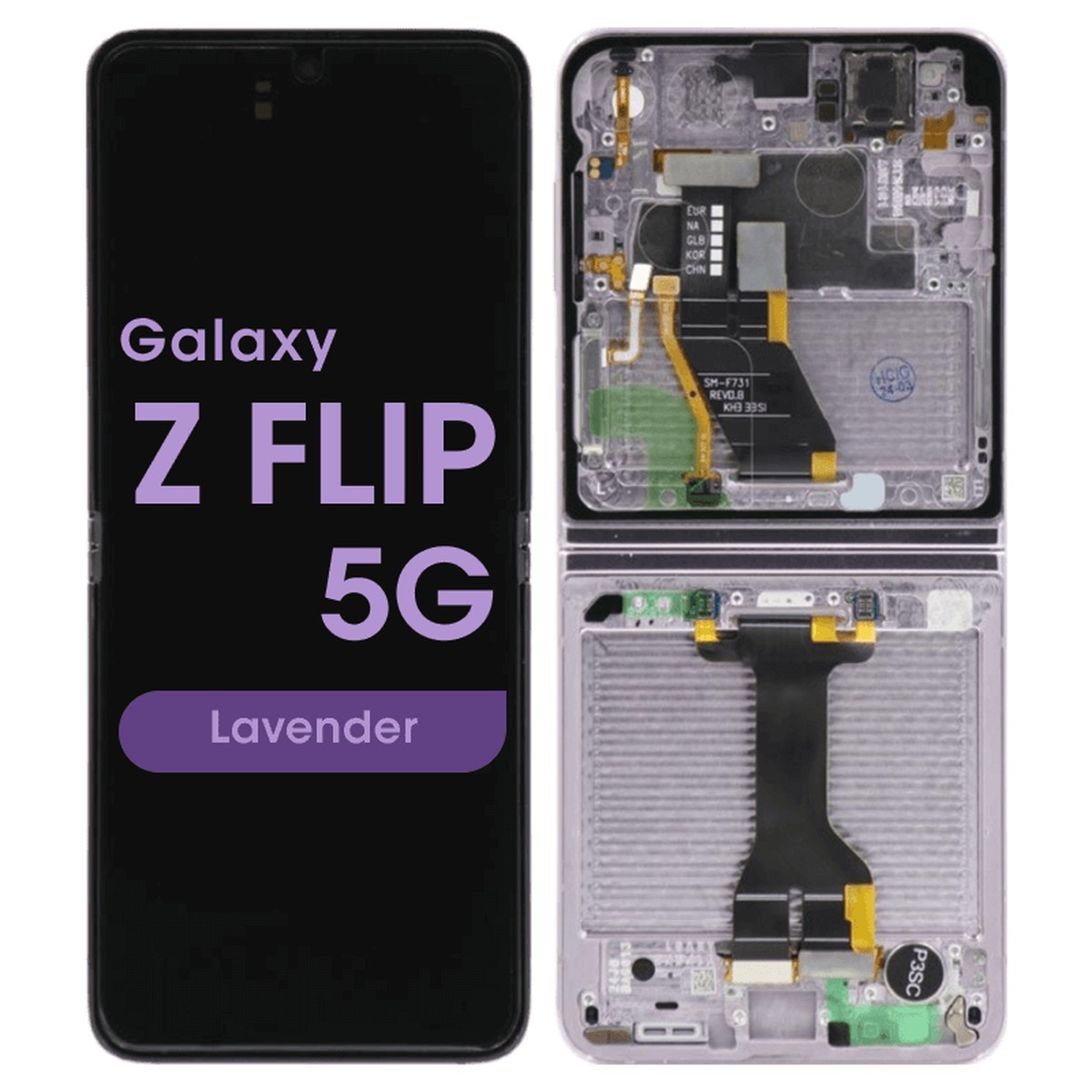 Pantalla OLED con táctil + marco Service Pack para Galaxy Z Flip 5 5G (F731), Lavender